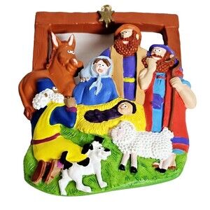 Nativity Scene Christmas Ornament Religious Holy Family Unused EUC!